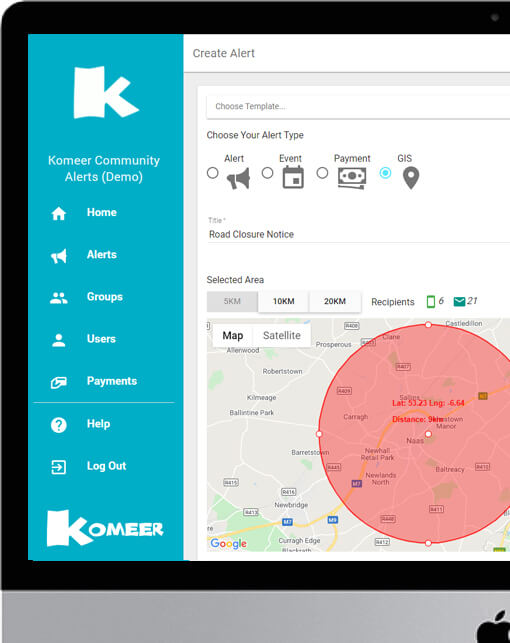 Komeer GIS Alert for County Councils